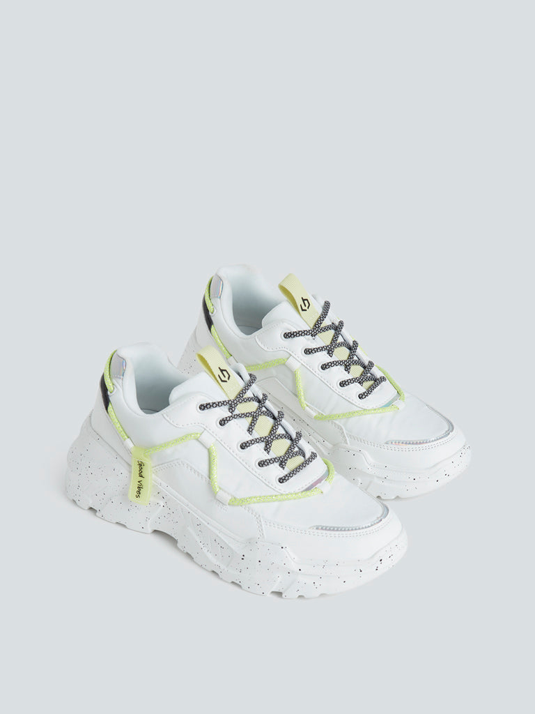 LUNA BLU White Lace-Up Chunky Sneakers